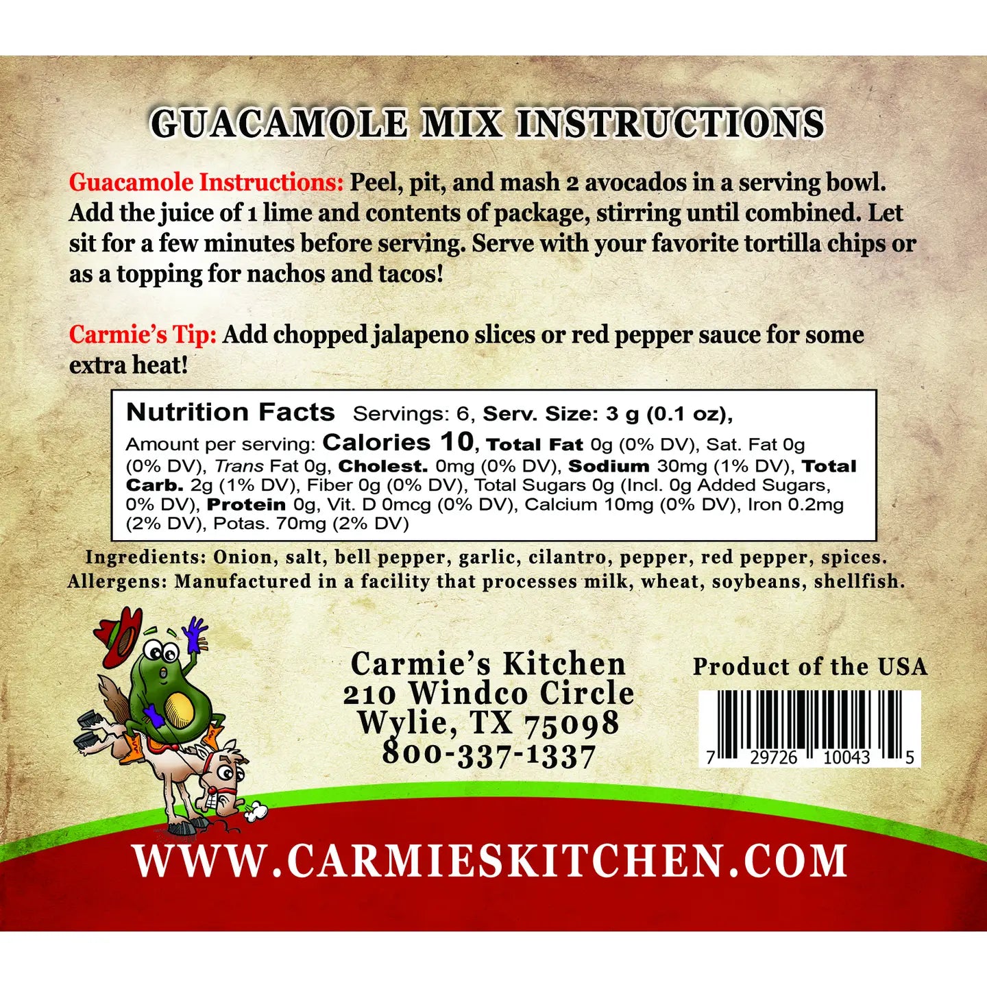 Guacamole Seasoning Mix