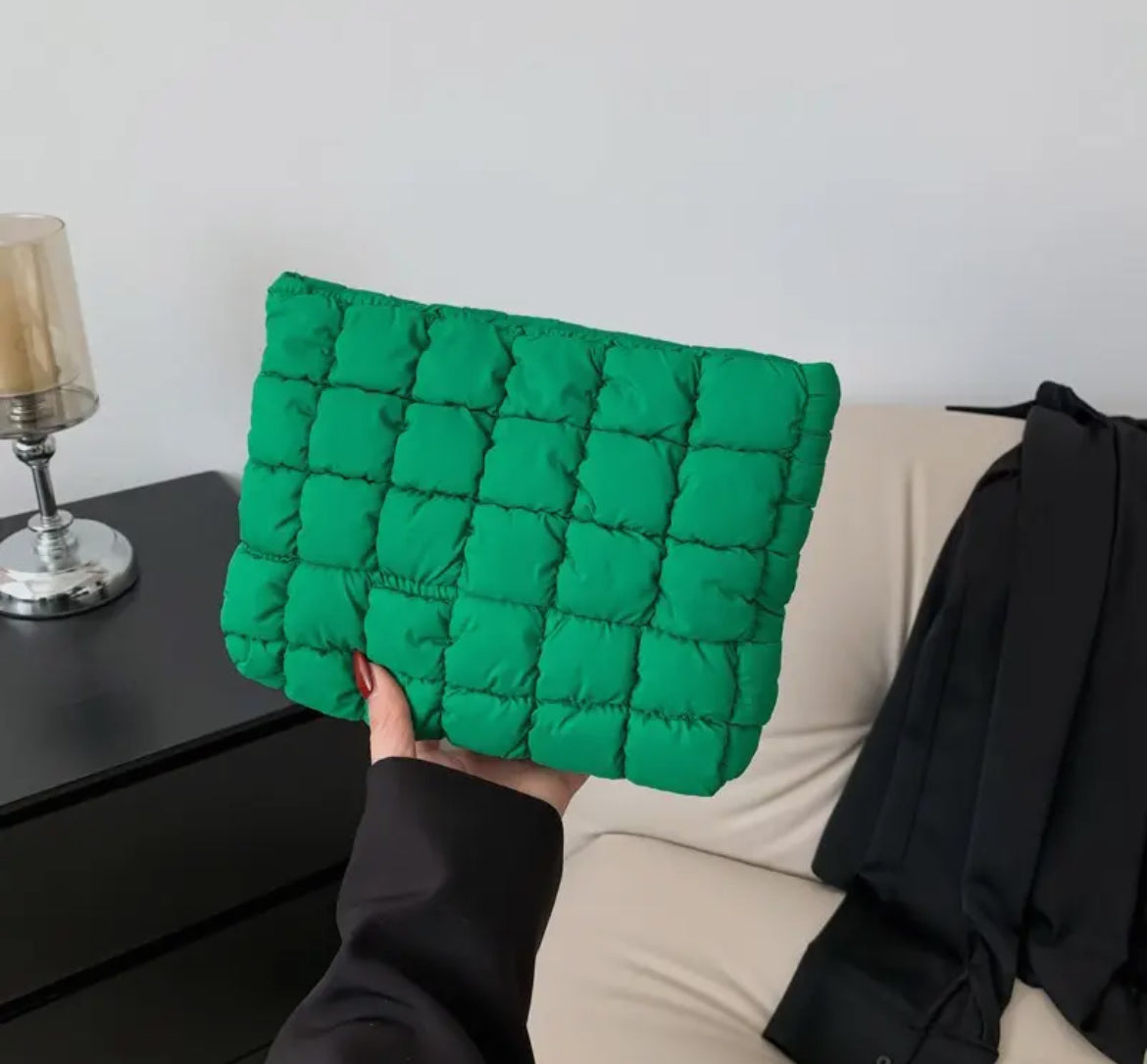 Quilted Puffy Cosmetic Makeup
Pouch Clutch Bag- Kelly Green