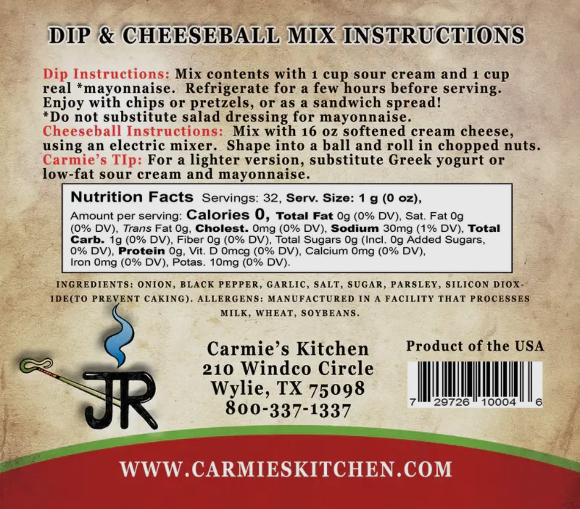 JR’s Ranch Dip Mix