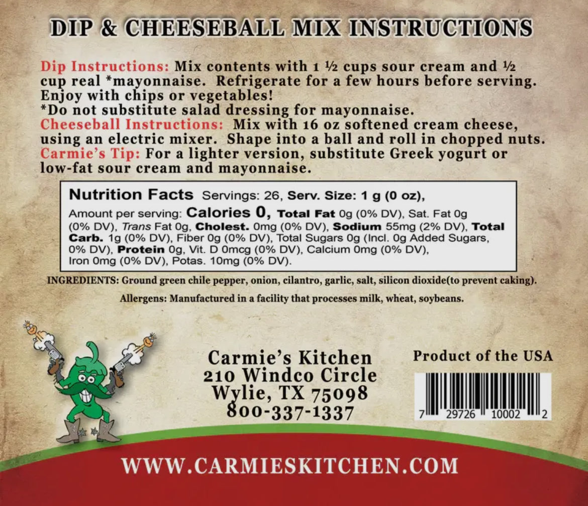 Green Chile and Cilantro Dip Mix