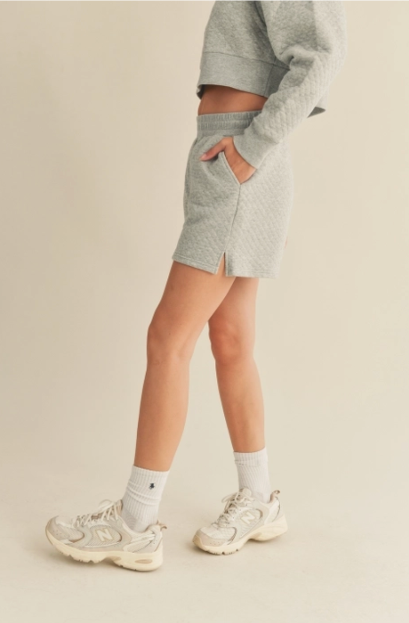 Kelly Quilted Boxing Shorts- Grey