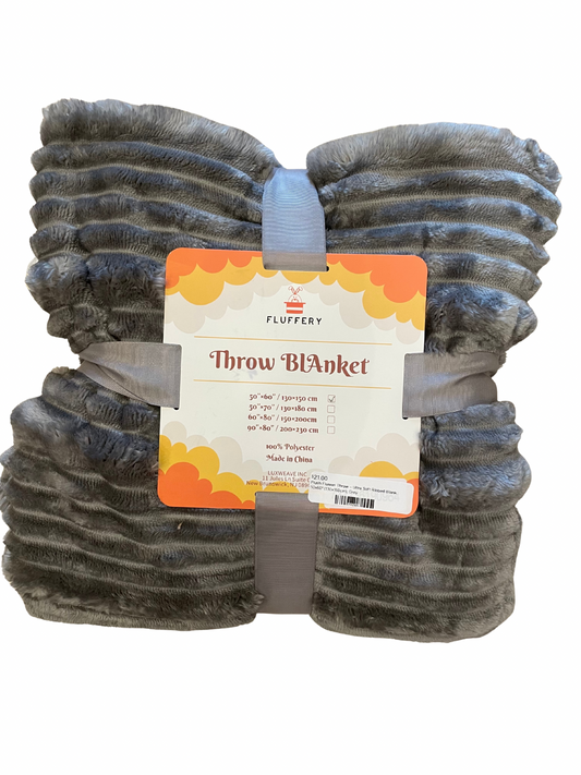 Plush Ultra Soft Ribbed Throw Blanket- Grey