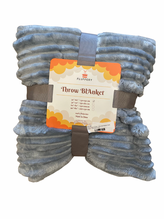 Plush Ultra Soft Ribbed Throw Blanket- Blue