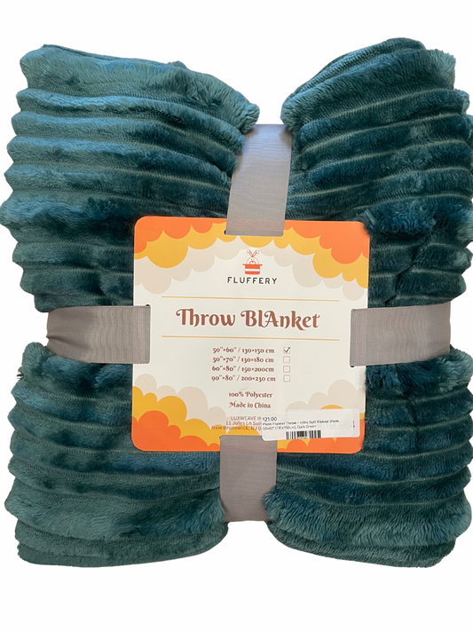 Plush Ultra Soft Throw Blanket- Dark Green