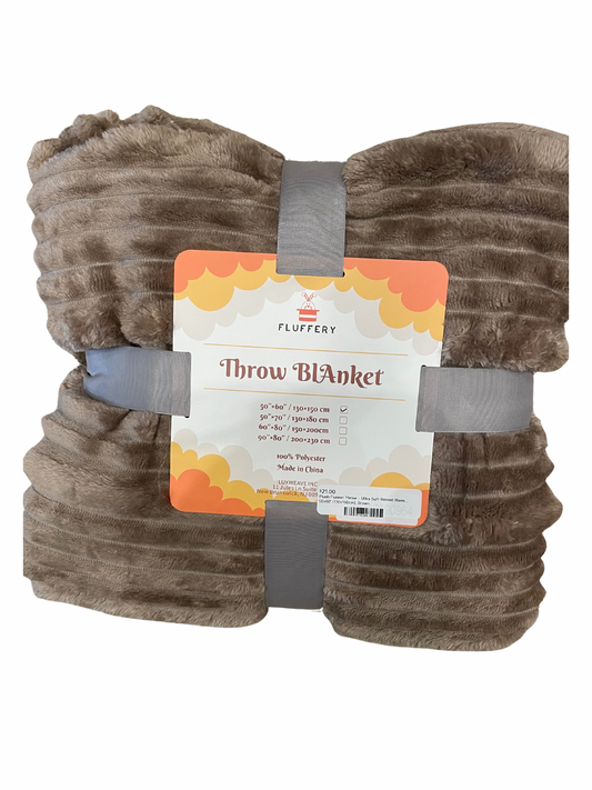 Plush Ultra Soft Ribbed Throw Blanket- Brown