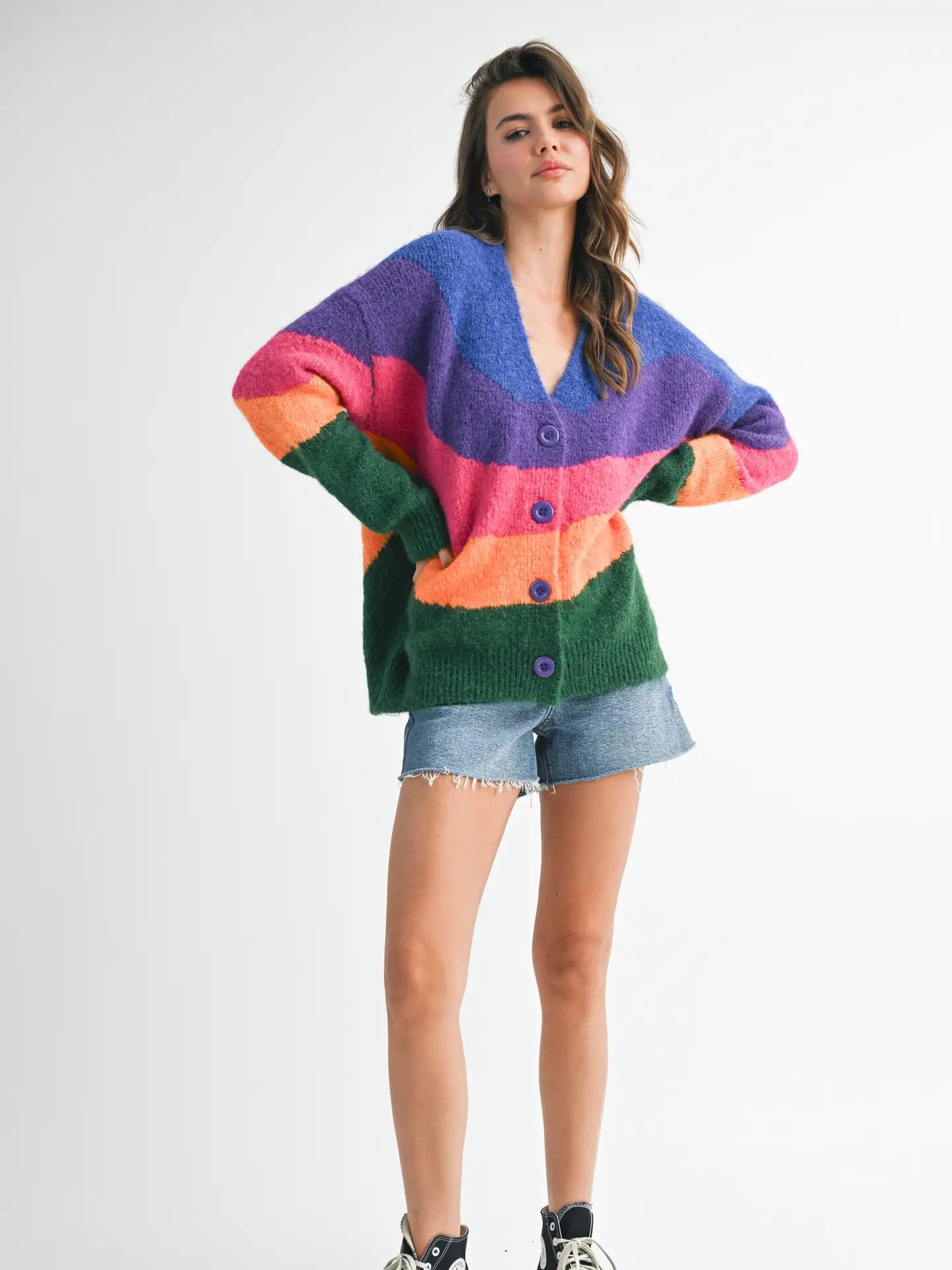 Ruby Colorblock Fuzzy Cardigan