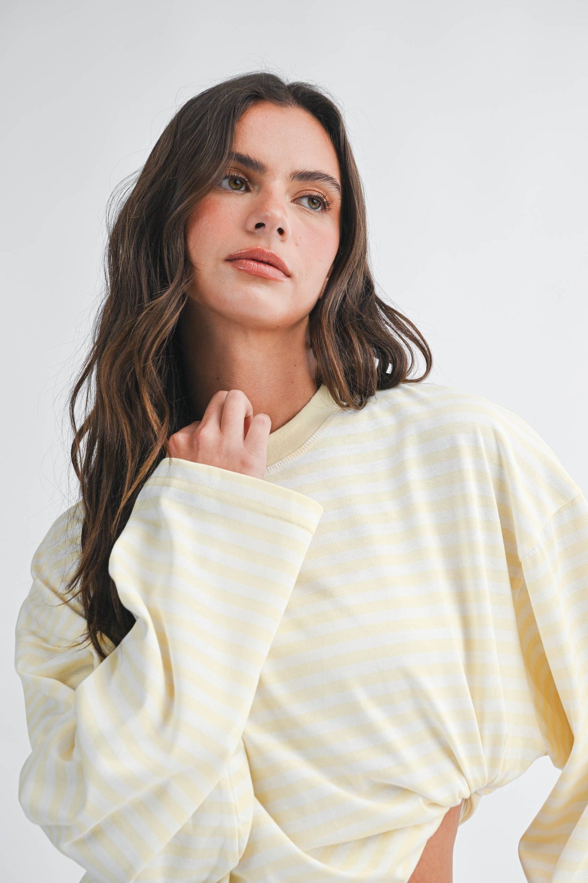 Olivia Oversized Stripe Long Sleeve Top-Chocolate
