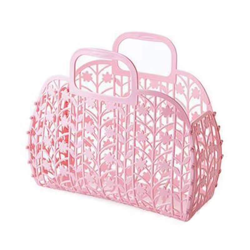 Leafy Basket Tote-Pink