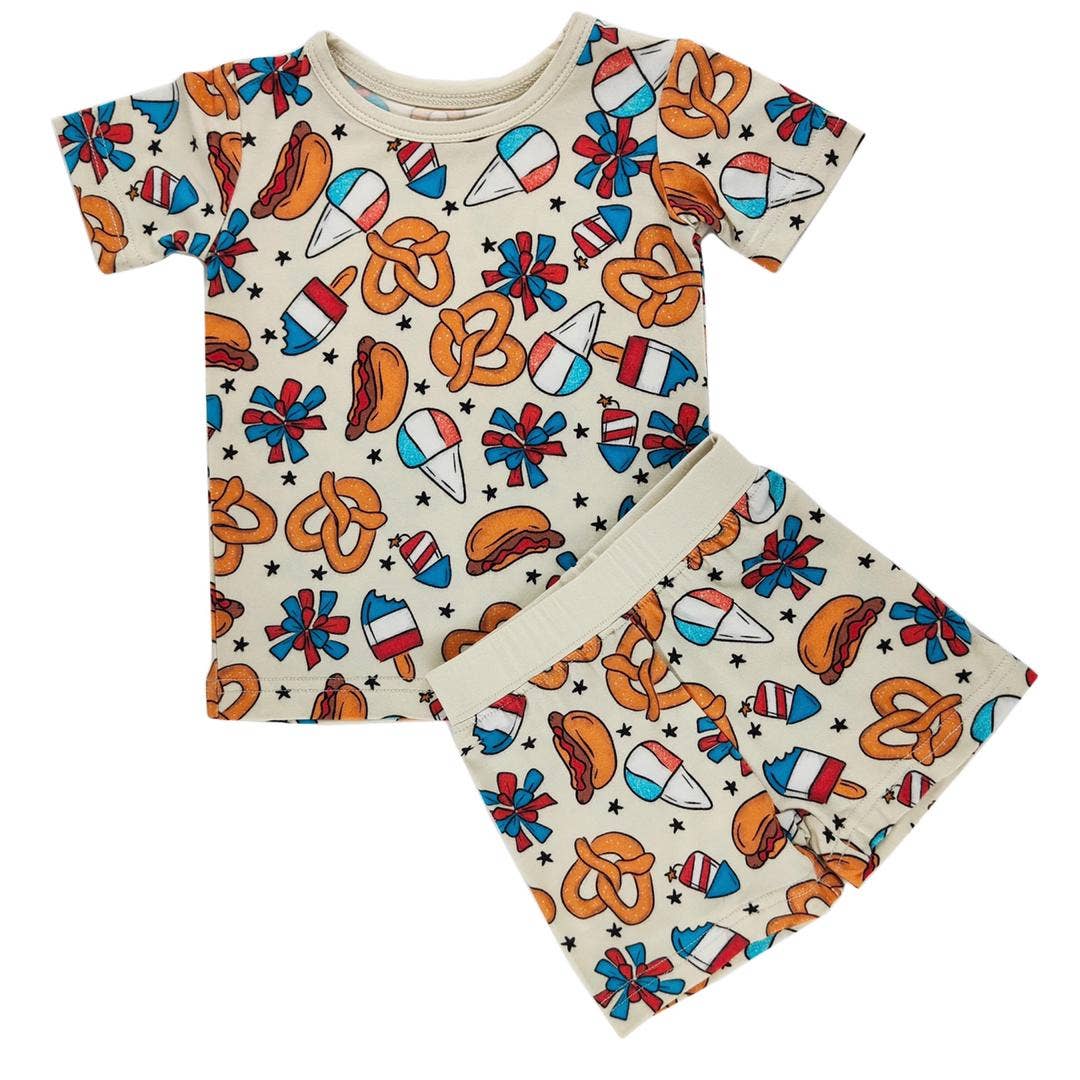 4th Of July Snacks Bamboo Shorts Set