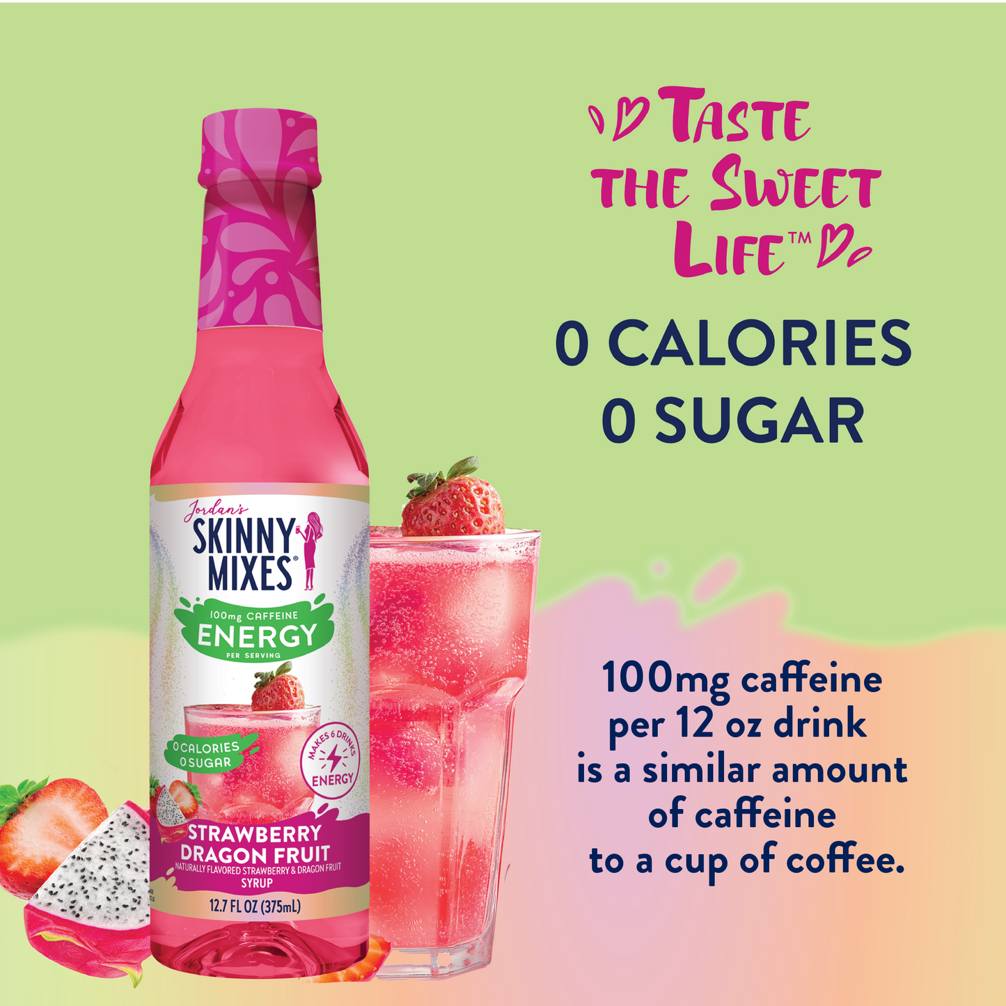 Skinny Strawberry Dragon Fruit Energy Syrup - 375ml