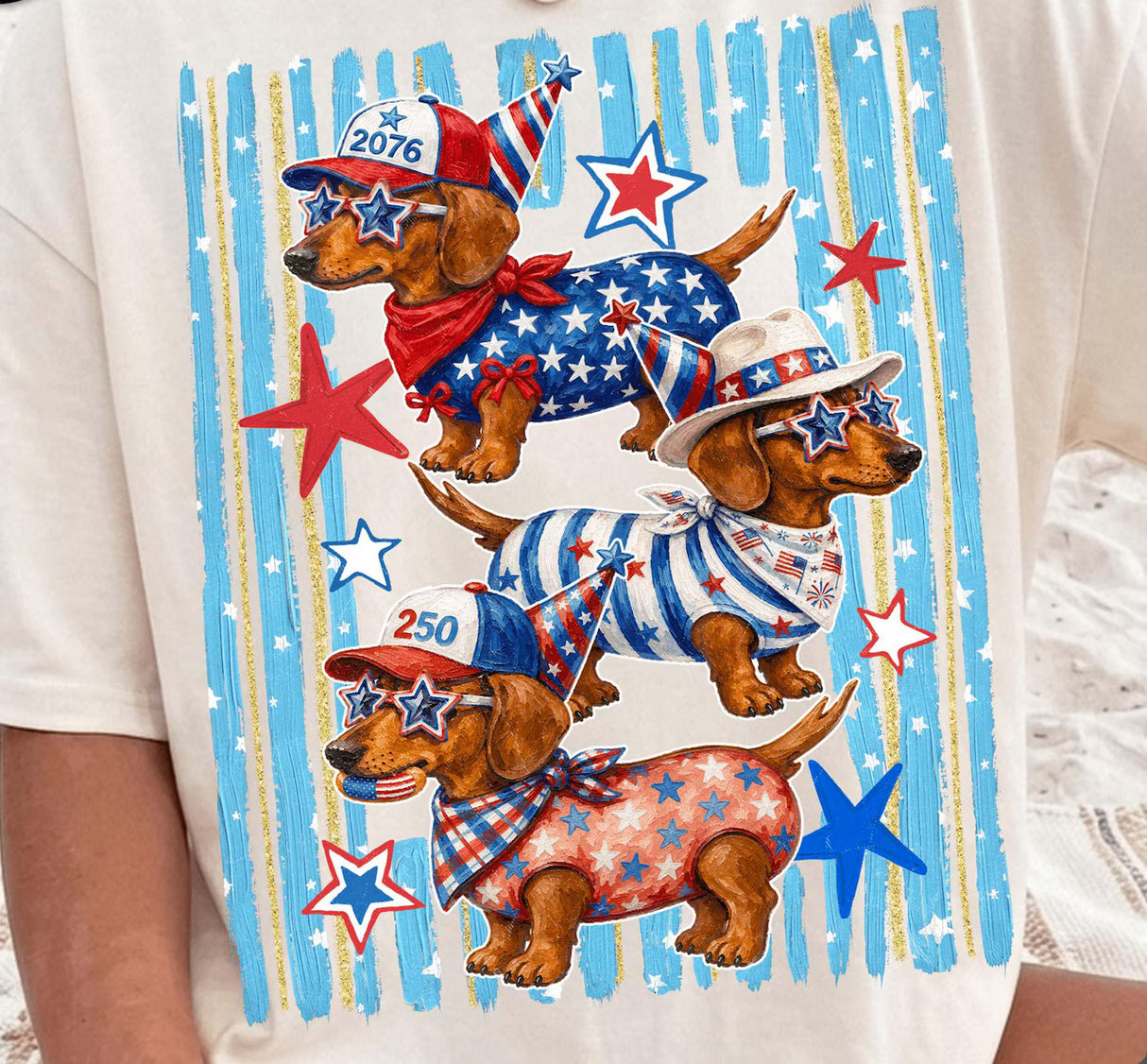 America Weenie Dogs Graphic Tee White