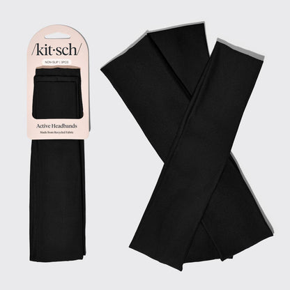 Recycled Active Headbands 3pc Set- Black