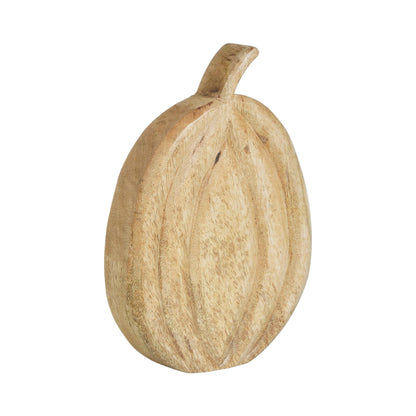 Wood Pumpkin Figurine 10" Rustic Farmhouse Fall Decor