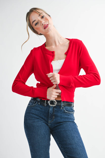 5176GN Ribbed Button-Up Knit Cardigan: Mocha Mousse / Contemporary / S