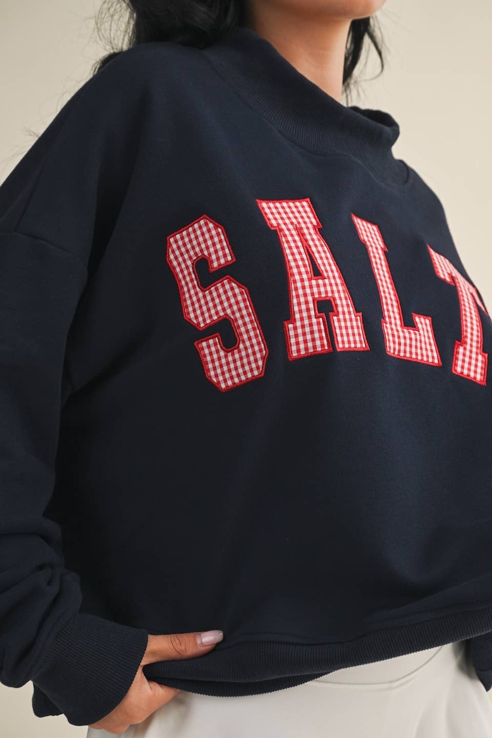 Salty Oversized Mock Neck Sweatshirt: Navy / S