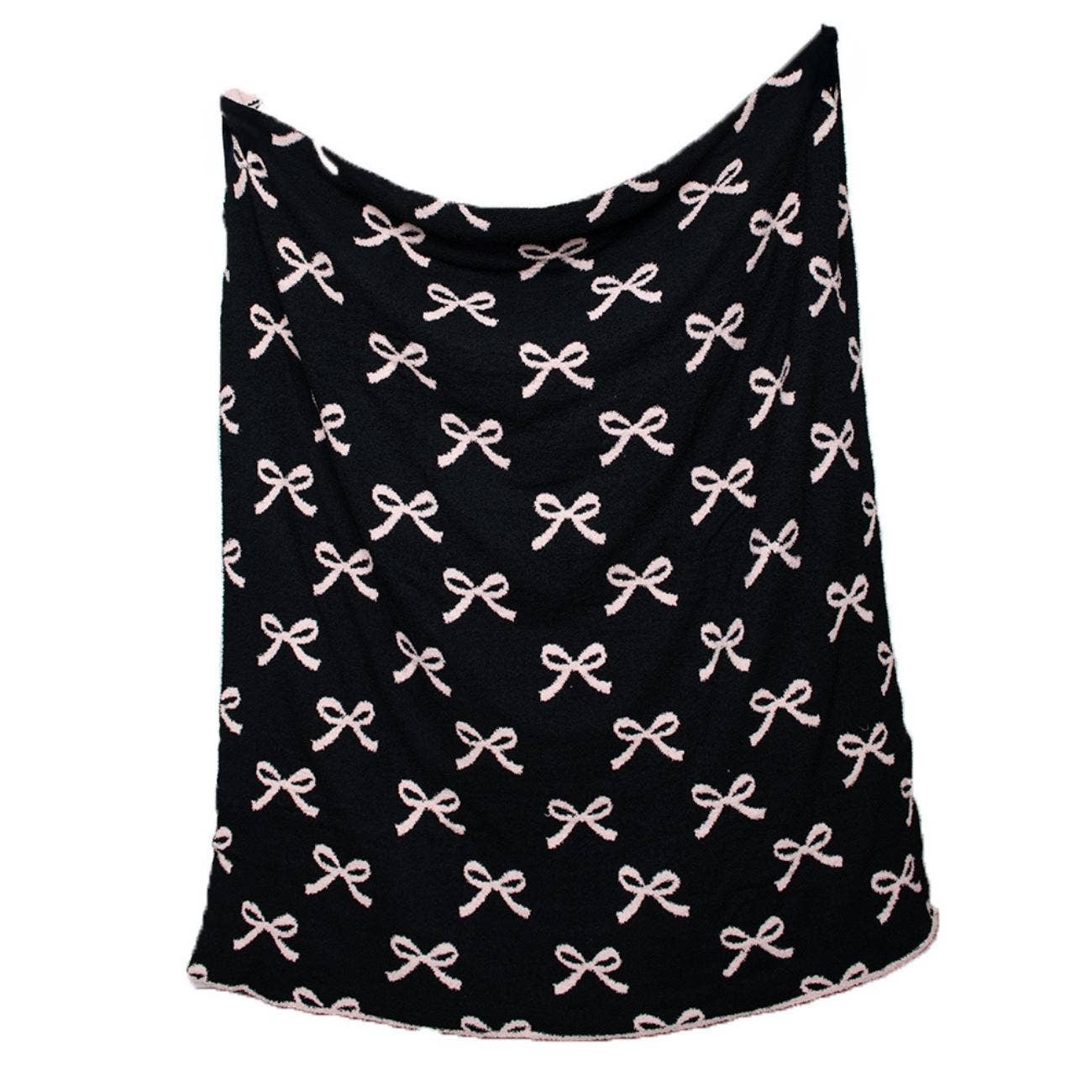 Pink and Black Bows Wholesale Throw Blanket: Light Pink