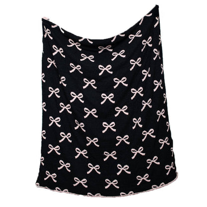 Pink and Black Bows Wholesale Throw Blanket: Light Pink