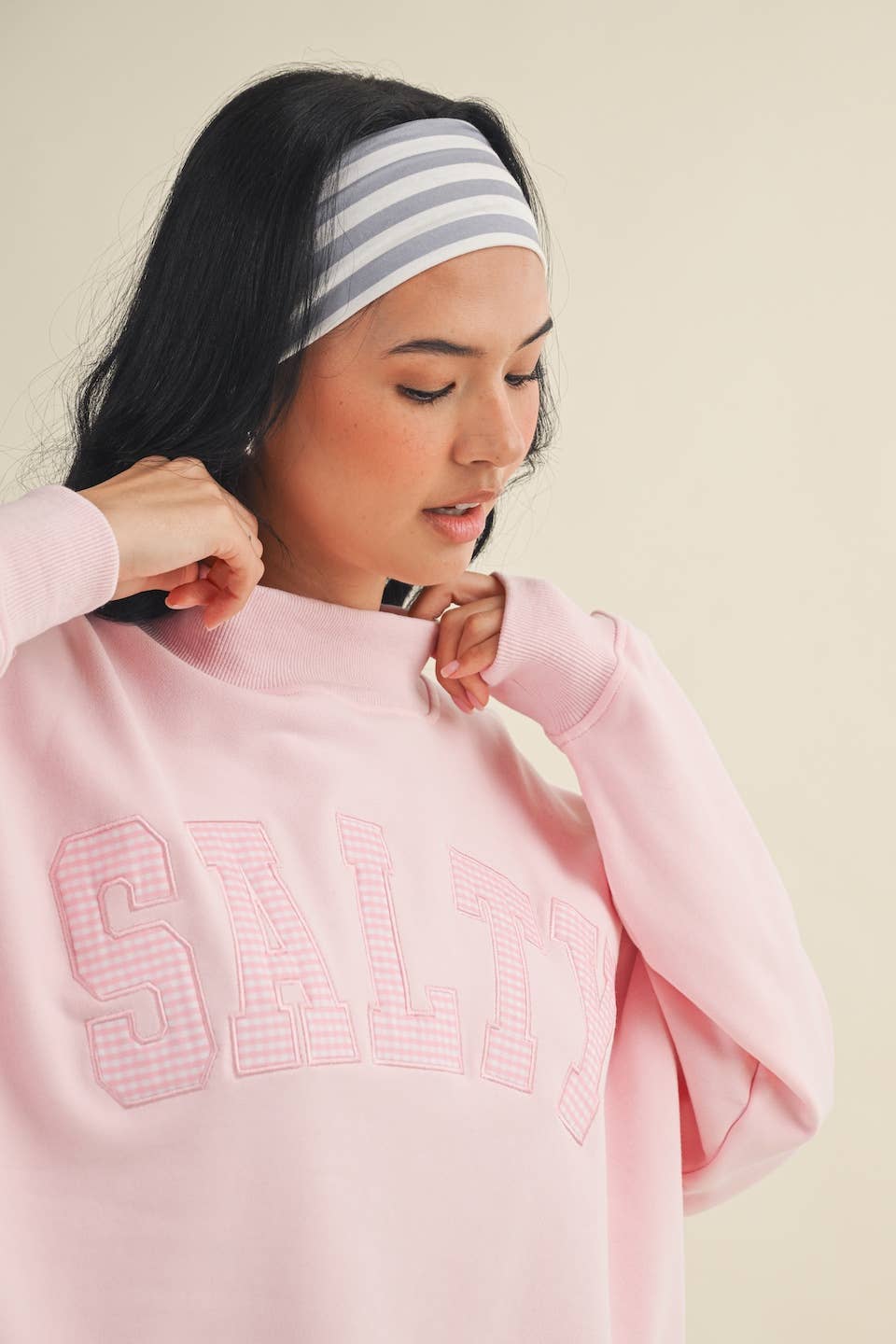 Salty Oversized Mock Neck Sweatshirt: Navy / L