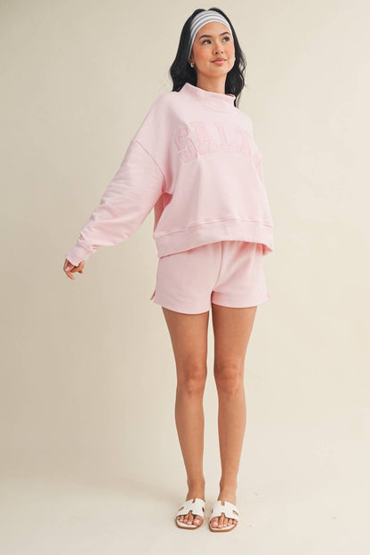 Salty Oversized Mock Neck Sweatshirt: Navy / M