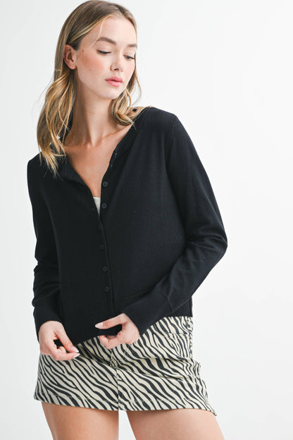 5176GN Ribbed Button-Up Knit Cardigan: Mocha Mousse / Contemporary / S
