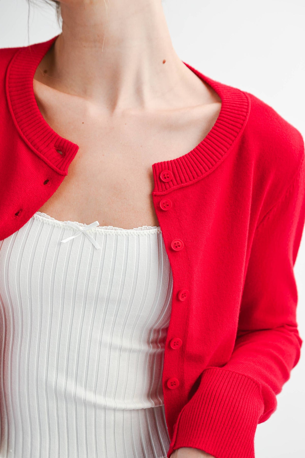5176GN Ribbed Button-Up Knit Cardigan: Mocha Mousse / Contemporary / S