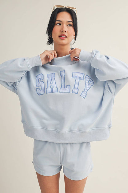 Salty Oversized Mock Neck Sweatshirt: Navy / M