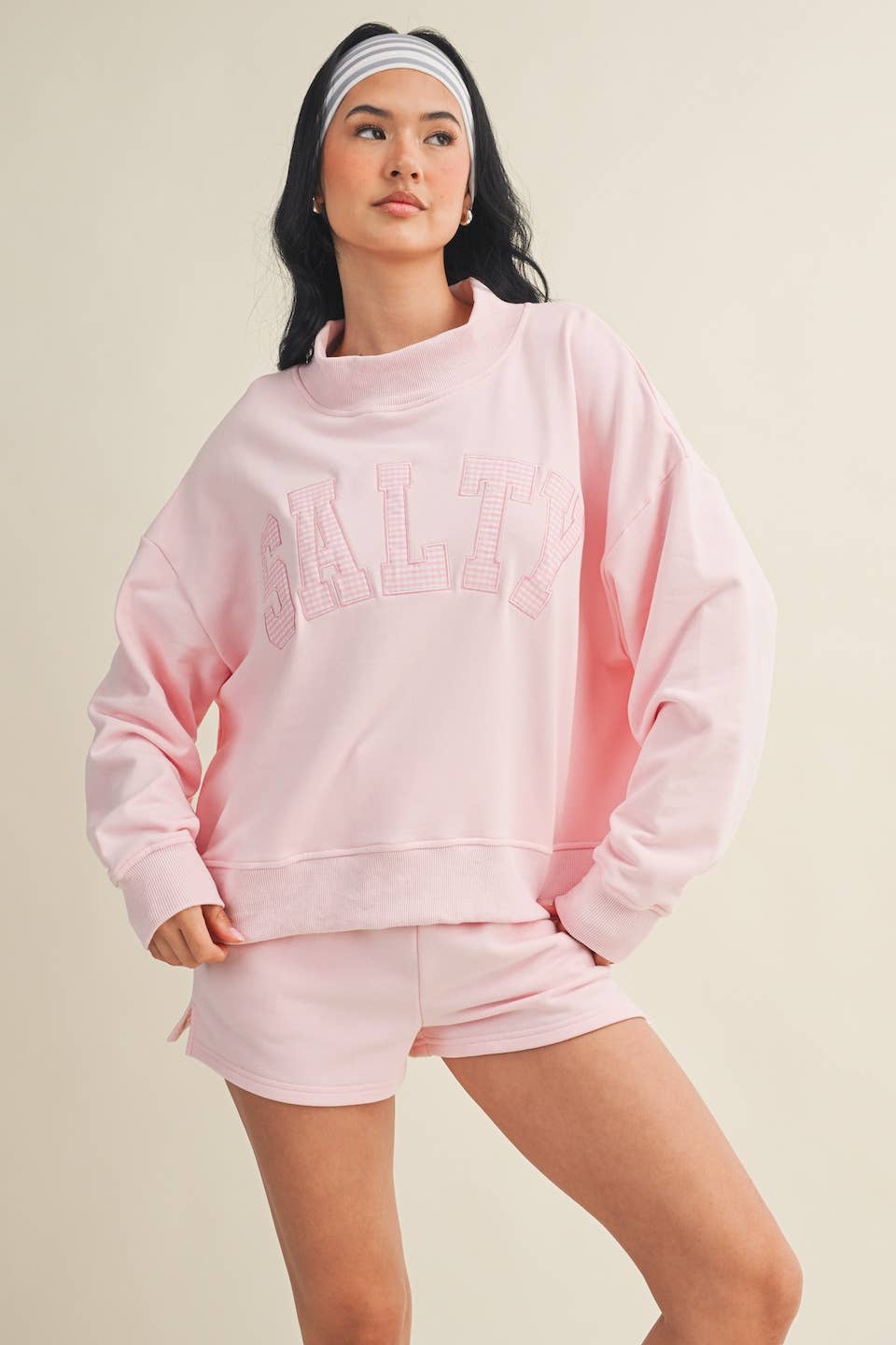Salty Oversized Mock Neck Sweatshirt: Navy / L