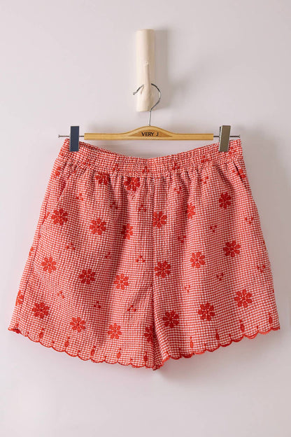 Floral Embroidery Woven Top & Shorts Set