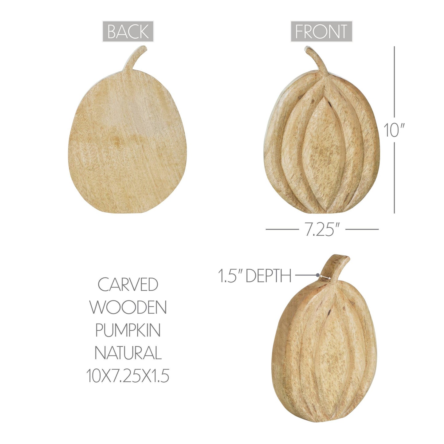 Wood Pumpkin Figurine 10" Rustic Farmhouse Fall Decor