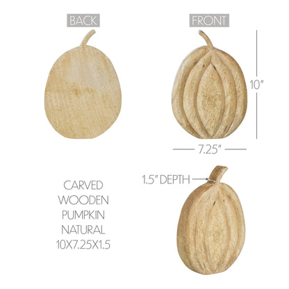 Wood Pumpkin Figurine 10" Rustic Farmhouse Fall Decor