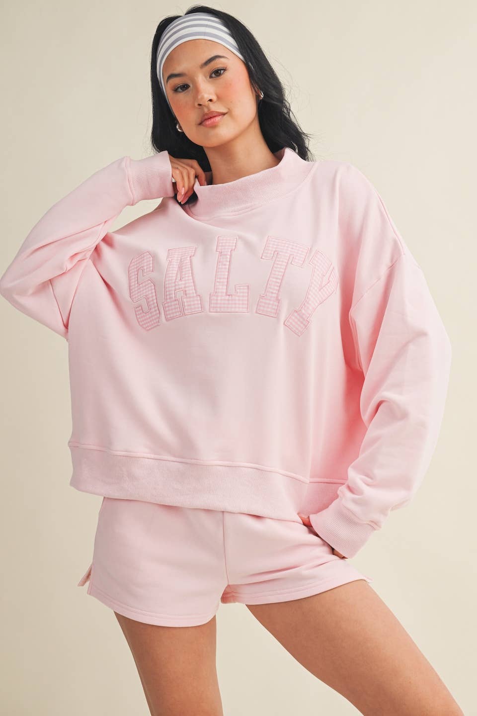 Salty Oversized Mock Neck Sweatshirt: Navy / M