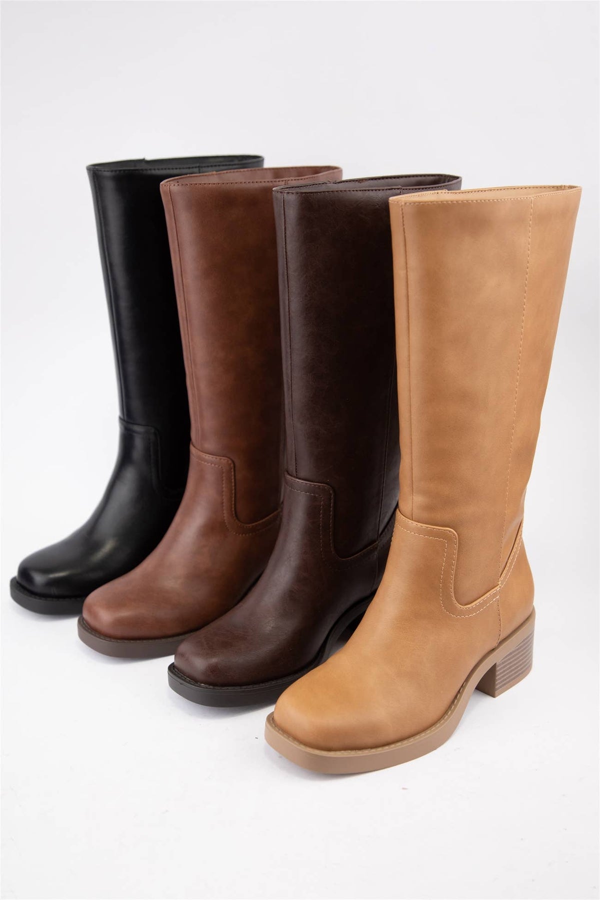 [BEST SELLER] BELVIN all Boots Low Block Heel Versatile Ever: DK NATURAL / A12
