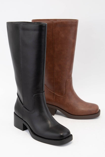 [BEST SELLER] BELVIN all Boots Low Block Heel Versatile Ever: DK NATURAL / A12