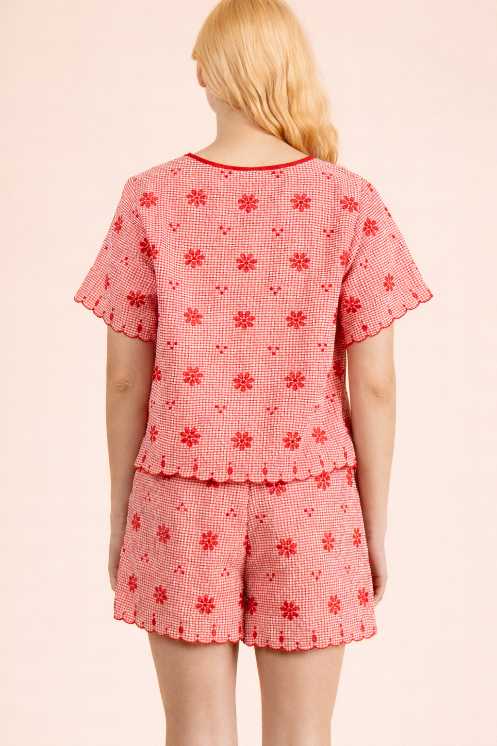 Floral Embroidery Woven Top & Shorts Set