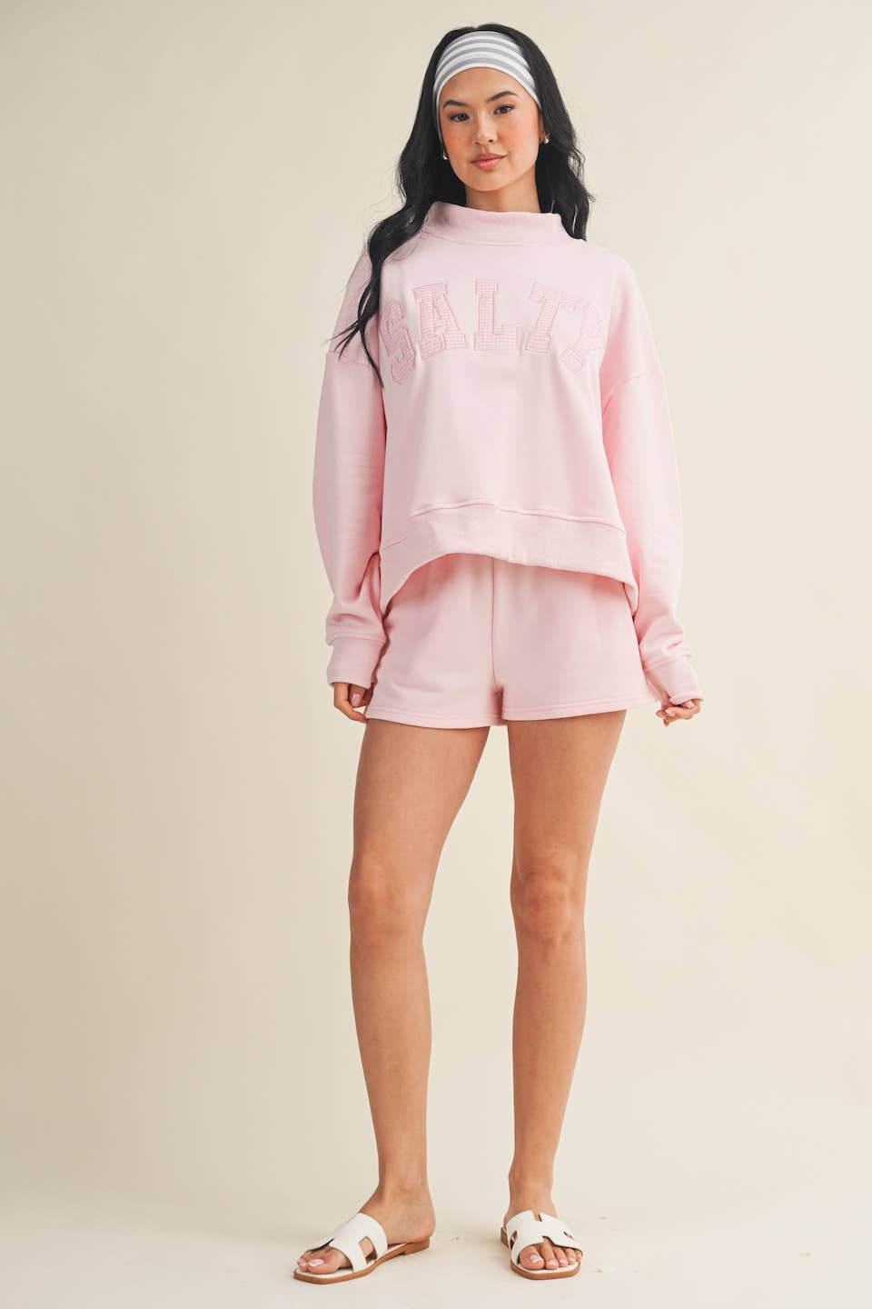 Salty Oversized Mock Neck Sweatshirt: Navy / M