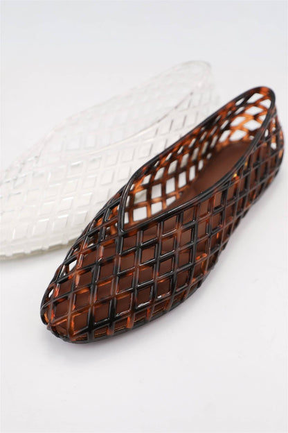 Lorelei Woven Cage Jelly Ballet Flats- Tortoise