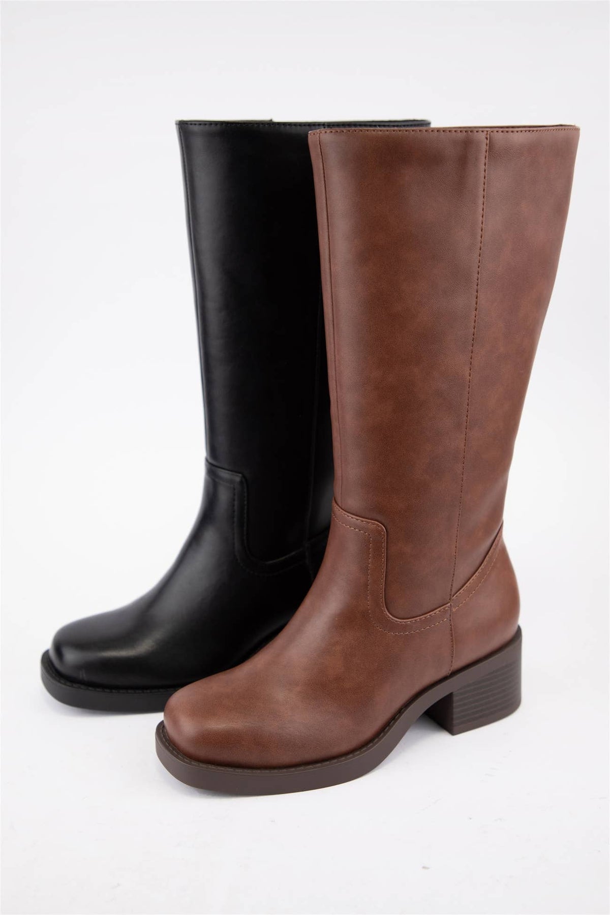 [BEST SELLER] BELVIN all Boots Low Block Heel Versatile Ever: DK NATURAL / A12