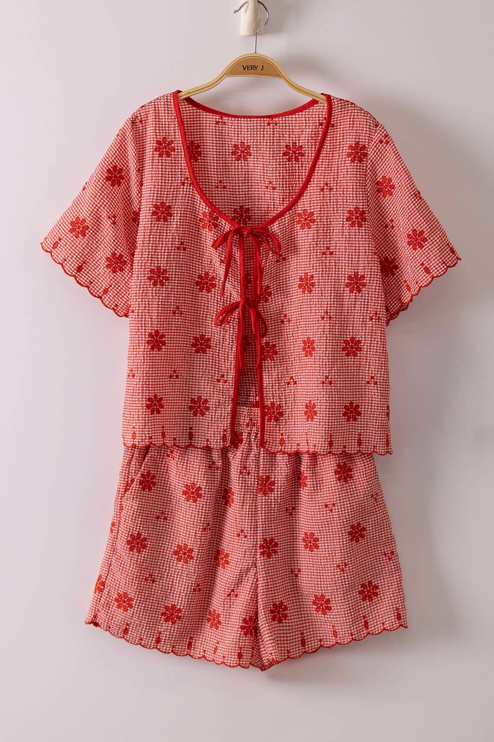 Floral Embroidery Woven Top & Shorts Set