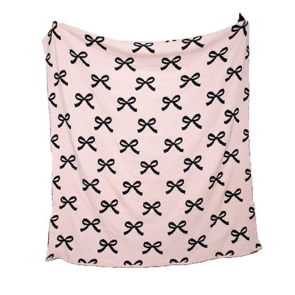 Pink and Black Bows Wholesale Throw Blanket: Light Pink