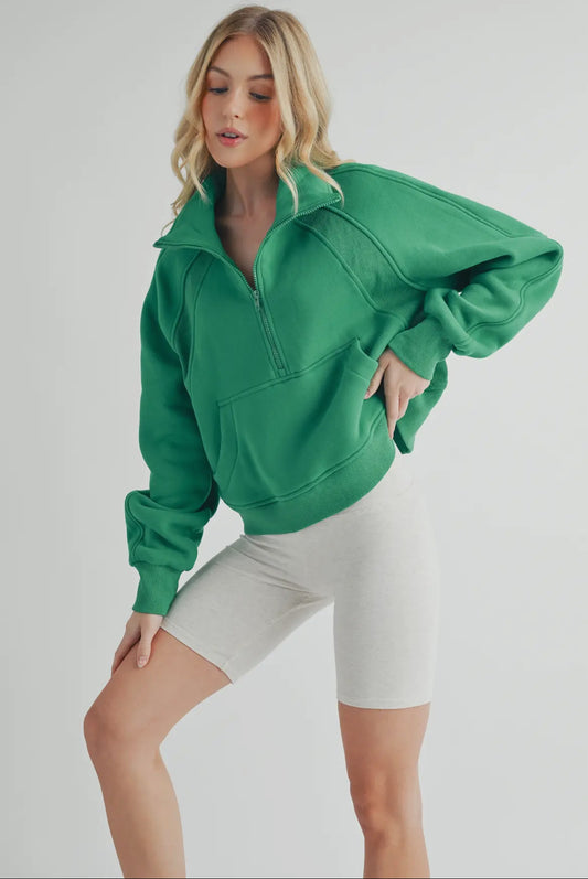 Jenny Half Zip-Lily Pad Green