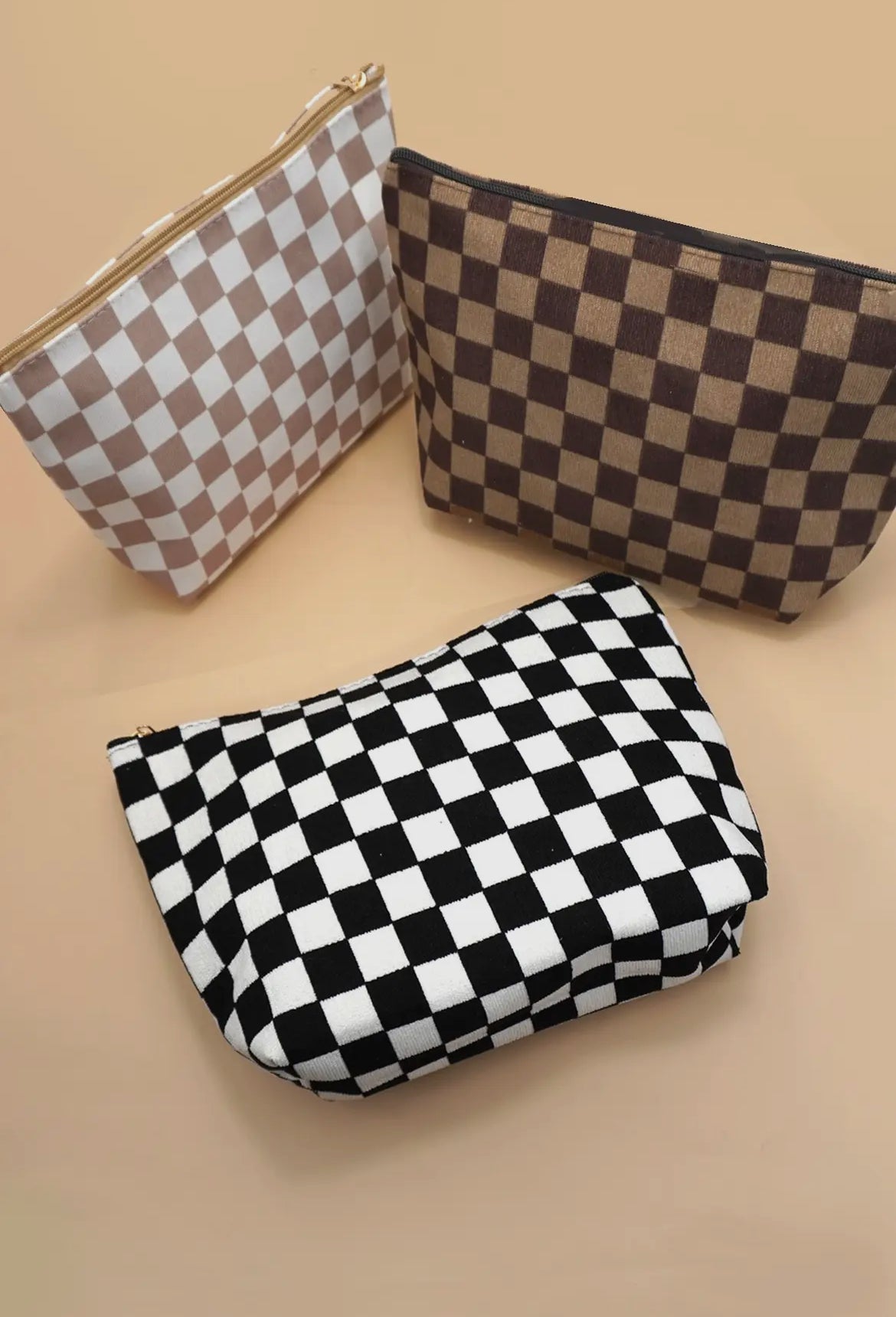 Travel Checkered Cosmetic Bag