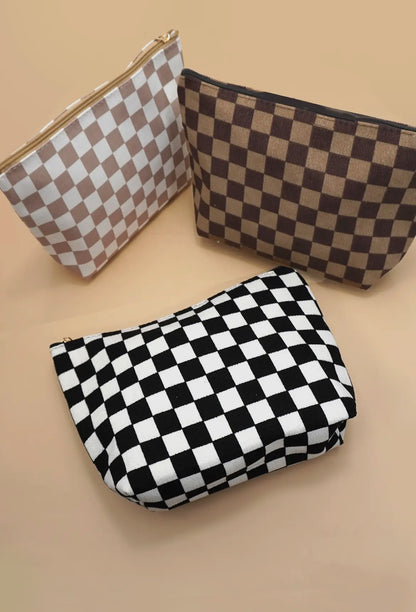 Travel Checkered Cosmetic Bag