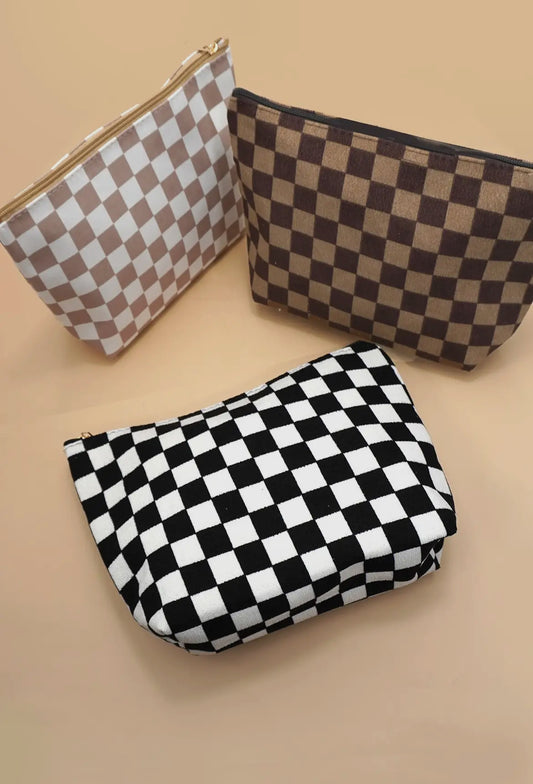 Travel Checkered Cosmetic Bag
