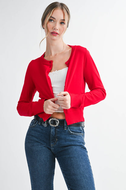 5176GN Ribbed Button-Up Knit Cardigan: Mocha Mousse / Contemporary / S
