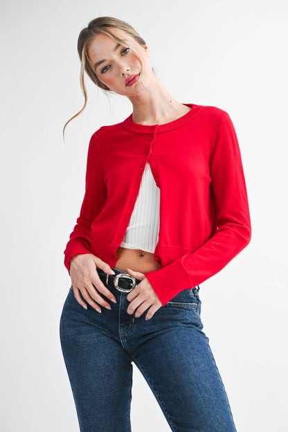 5176GN Ribbed Button-Up Knit Cardigan: Mocha Mousse / Contemporary / S