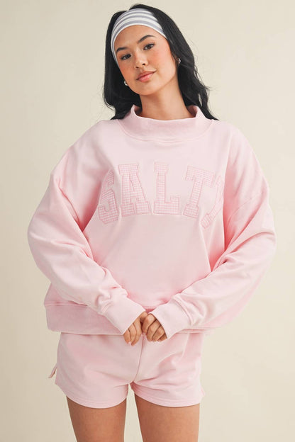 Salty Oversized Mock Neck Sweatshirt: Navy / M