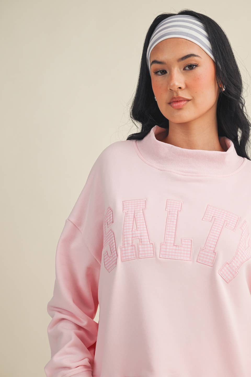 Salty Oversized Mock Neck Sweatshirt: Navy / M