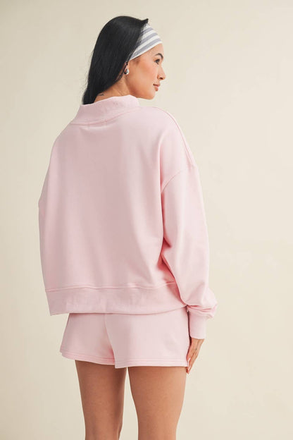 Salty Oversized Mock Neck Sweatshirt: Navy / L