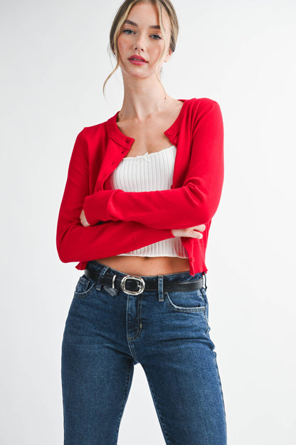 5176GN Ribbed Button-Up Knit Cardigan: Mocha Mousse / Contemporary / S