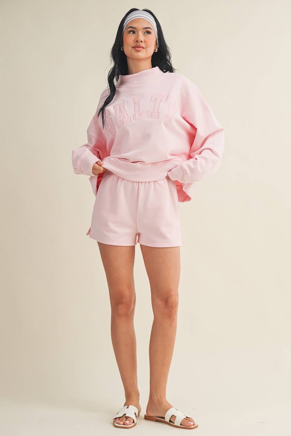 Salty Oversized Mock Neck Sweatshirt: Navy / M